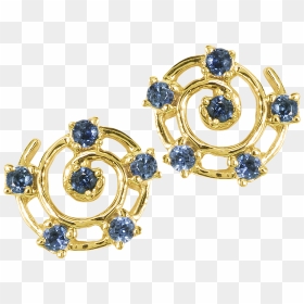 Shipton And Co Solid Gold Swirl Earrings With Blue - Diamond, HD Png Download - gold swirl png