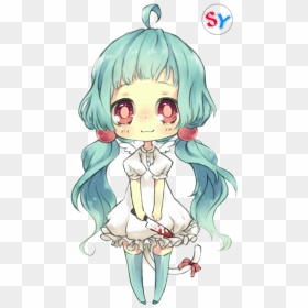Cute Anime Girl Chibi , Png Download - Blue Hair Chibi Anime Girl, Transparent Png - cute chibi png