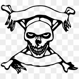 Skull With Banners Clip Art, HD Png Download - skull and cross bones png