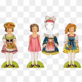 Vintage Girl Paper Doll, HD Png Download - dolls png
