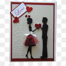 Valentines Day Couple Love Card - Valentine Greeting Card Handmade, HD Png Download - valentines day frame png