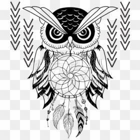 Blue Drawing Dream Catcher - Easy Owl Dream Catcher Drawing, HD Png Download - dream catcher silhouette png