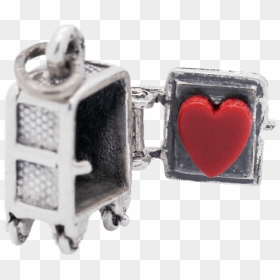 Vintage Sterling Silver Heart Safe Articulated Charm - Earrings, HD Png Download - silver heart png