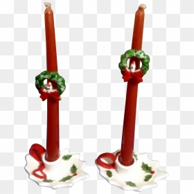 Vintage Lefton Christmas Holly Berry Leaf Ceramic Candle - Candle, HD Png Download - holly berry png