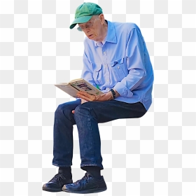 Bench, Png Download - Elderly People Sitting Png, Transparent Png - people reading png