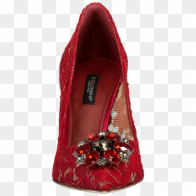 Dolce & Gabbana Decolletè Bellucci Red Lace With Application - Slip-on Shoe, HD Png Download - red lace png