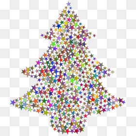 Christmas Tree Stars Polyprismatic No Bg - Christmas Tree, HD Png Download - christmas stars png
