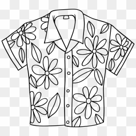 Hawaiian Shirt Digi Stamp - Black And White Hawaiian Shirt Clipart, HD Png Download - hawaiian shirt png