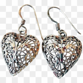 Sterling Silver Filigree Heart - Earring, HD Png Download - silver heart png