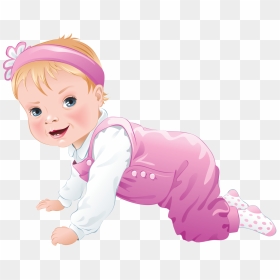 Transparent Baby Doll Png - Baby Girl Crawling Clip Art, Png Download - baby doll png