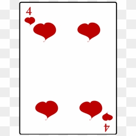 Four Of Hearts Playing Card Vector Illustration - Playing Cards Four Of Hearts, HD Png Download - queen of hearts card png