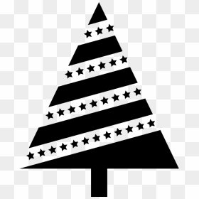 Christmas Tree With Stars - Triangle Christmas Tree Image Black And White, HD Png Download - christmas stars png