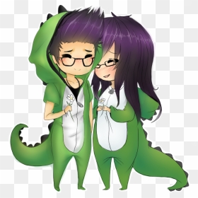 Dino Couple Png - Anime Couple In Onesies, Transparent Png - anime couple png