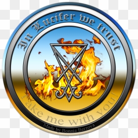 Free Sample Of In Lucifer We Trust Blue Yellow Tranparent - Badge, HD Png Download - lucifer png