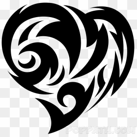 Jpg Black And White Library How To Draw A Heart Tribal - Tribal Tattoo Outline Heart, HD Png Download - tribales png