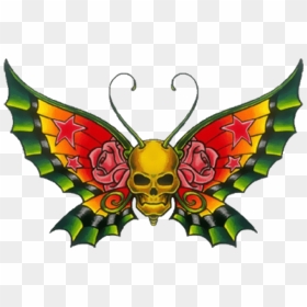 Free Png Skullbutterfly Png Images Transparent - Butterfly Skull Design Tattoo, Png Download - butterfly tattoo png