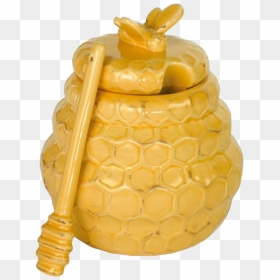 Honeycomb Honey Pot & Dipper - Honeycomb, HD Png Download - honey pot png