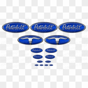 Cobalt Blue/chrome Bull Skull 389 Pete Emblem Skin - Peterbilt, HD Png Download - chrome skull png