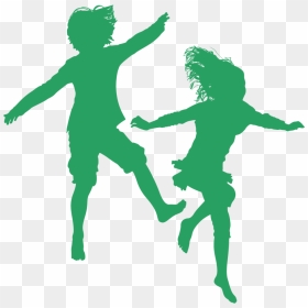 Silhouette, HD Png Download - kids jumping png