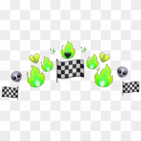 #green #flame #alien #checkerboard #emoji #crown #sparkle - Tractor, HD Png Download - green flame png