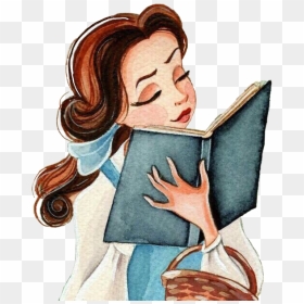 #disney #belle #princess #books #reading - Princess Belle Reading, HD Png Download - princess belle png
