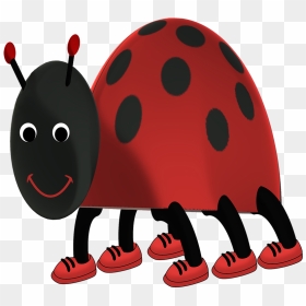 Funny Ladybug Cartoon With Shoes - Ladybug, HD Png Download - cartoon shoes png