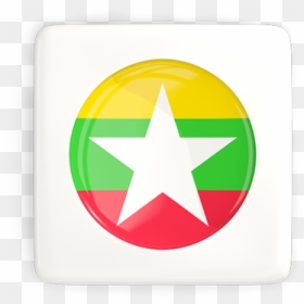 Square Icon With Round Flag - Myanmar Flag Square Png, Transparent Png - round square png
