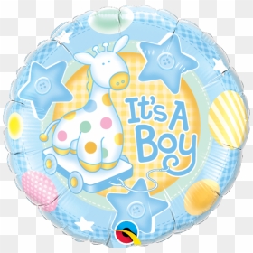 It"s A Boy Soft Giraffe Round Foil Balloon - Baby Boy Balloon Qualatex, HD Png Download - it's a boy png