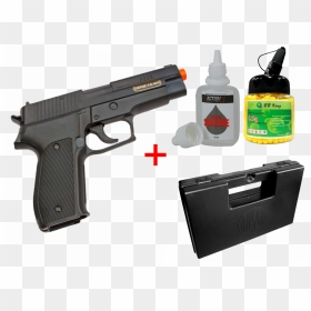 Kit Pistola De Airsoft Spring P226 Kwc 6mm Maleta Bbs - Airsoft Gun, HD Png Download - pistola png