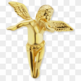 14k Gold Angel Pendant - Crucifix, HD Png Download - gold angel wings png