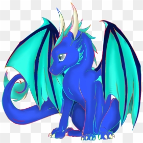 Purple Blue Dragon Standing With Wings Spread Clipart - Cute Anime Dragon Drawing, HD Png Download - cute dragon png