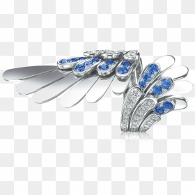 White Angel Ring With Diamonds And Saphires - Platinum, HD Png Download - gold angel wings png