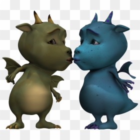 Transparent Cute Dragon Png - Dragons Kissing, Png Download - cute dragon png