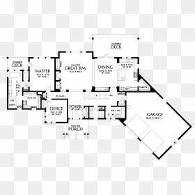 Main Floor Plan Image For Mascord Blythewood A Craftsman - House Plan, HD Png Download - floor plan png