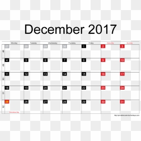 Printable December 2017 Calendar Transparent Background - Many Days In February, HD Png Download - 2017 calender png