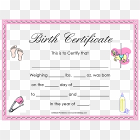 Png Birth Certificate 1 » Png Image - Baby Girl Blank Birth Certificate, Transparent Png - blank certificate template png