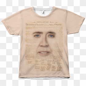 Nicolas Cage With Declaration Of Independence Shirt - Nicolas Cage Clothes, HD Png Download - nick cage png