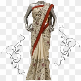 Light Cream Colour Silk Saree - Color Combination For Banarasi Saree, HD Png Download - silk saree png