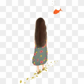 Hand Painted Little Girl Back Hd Transparent Psd Image - Portable Network Graphics, HD Png Download - png girl back