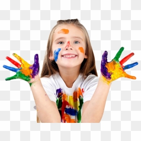 Children Handicrafts & Art Class Penang - Kids With Color Hand, HD Png Download - girl hand png