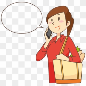 Woman Girl Mobile Phone Clipart - 電話 する イラスト スマホ, HD Png Download - mobile clipart png images