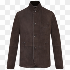 Suede Leather Jacket With Contrasting Piping - Fleece Jacket, HD Png Download - men coat png