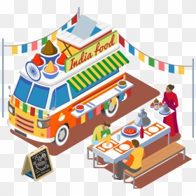 Street Food Fast Food Barbecue Grill Food Truck - Indian Food Truck Clip Art, HD Png Download - barbecue grill png