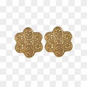 Round Flower Stus In Gold Plated Sterling Silver -, - Earrings, HD Png Download - golden round png