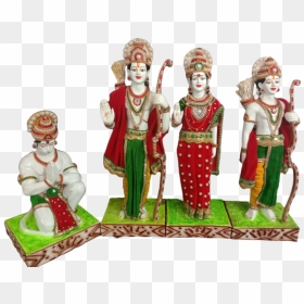 Ram Darbar Murti Rama Sita Lakshman Hanuman Dressed - Figurine, HD Png Download - bajrang bali png