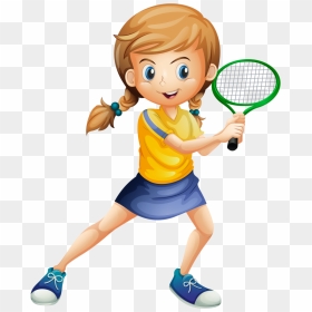 Female Clipart Badminton Player - Girl Playing Badminton Clipart, HD Png Download - badminton clipart png