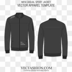 Windbreaker Black Jacket Template, HD Png Download - bomber jacket template png