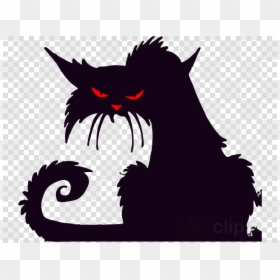 Black Cat Cartoon Halloween, HD Png Download - kitten clipart png