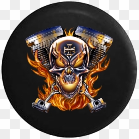 Skull Pistons, HD Png Download - flaming skull png
