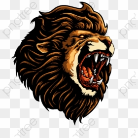 Angry Lion Vector Png, Transparent Png - cartoon head png